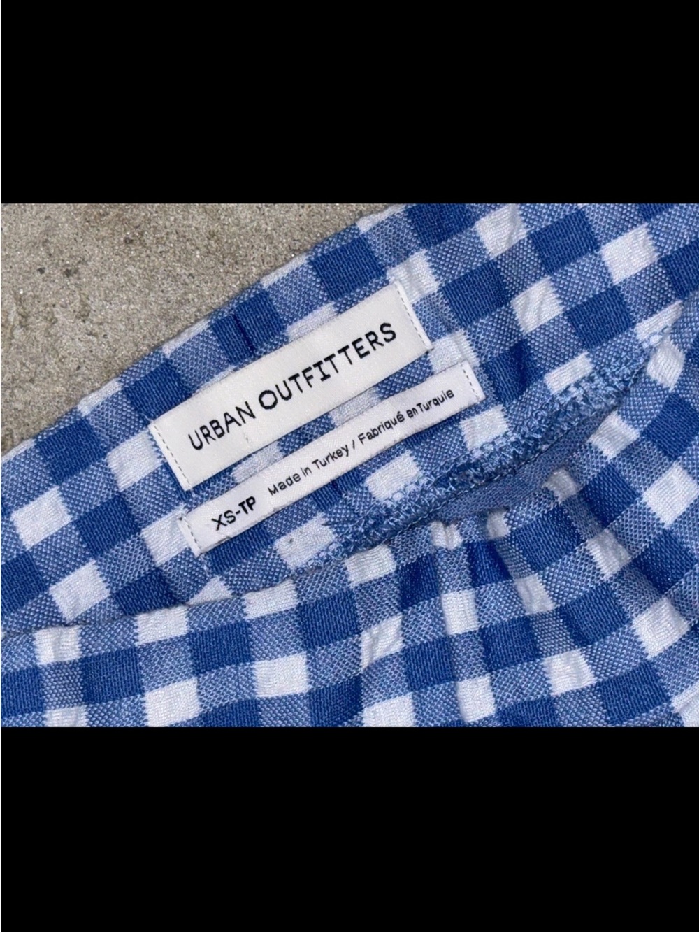 Urban Outfitters Casey Kick Flare Leg Pants Gingham Check Blue White SZ.XS - Picture 4 of 8